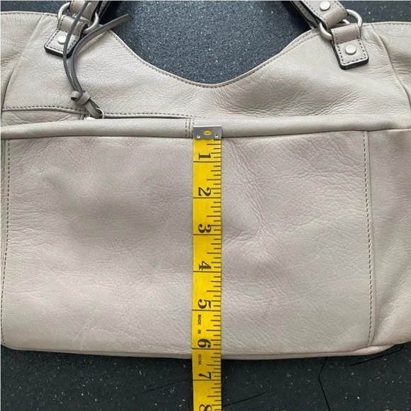 Audrey Brooke Large Bone Beige Leather Tote Handbag Nice Condition - Picture 5 of 12